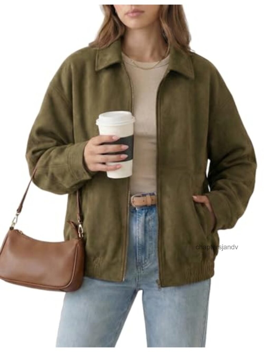 Faux Suede Oversized Bomber Jacket Zip Up Long Sleeve Casual Coat